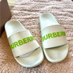 Burberry Pistachio Green Furley Slides Size 40 Original Box Bag Tags!