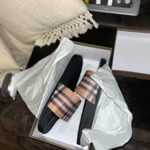 Burberry Plaid Slide Sandals