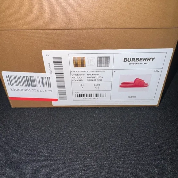 Burberry Red Slides Men’s Size 8