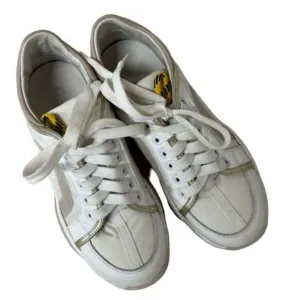 C La Canadienne Women’s White/Pink/Yellow/Beige Leather Sneakers 6.5 US / 37 EU