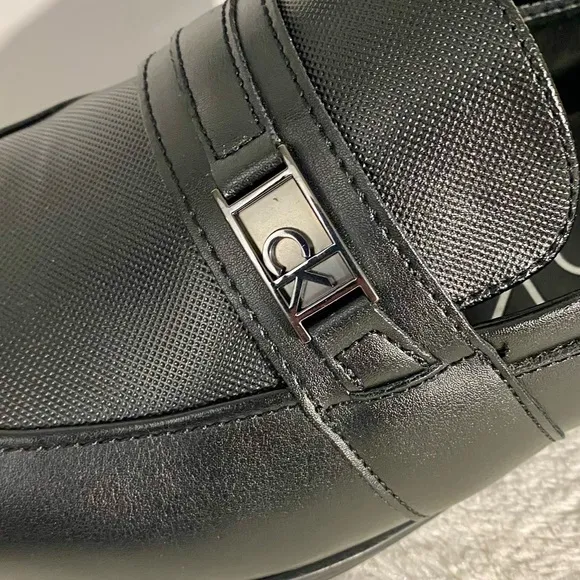 Calvin Klein Bartley Bit Diamond Black Leather Loafers Men’s Size 12