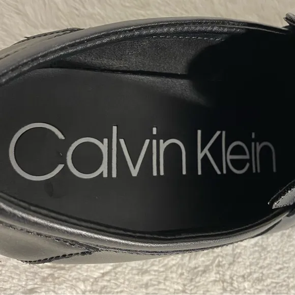 Calvin Klein Bartley Bit Diamond Black Leather Loafers Men’s Size 12