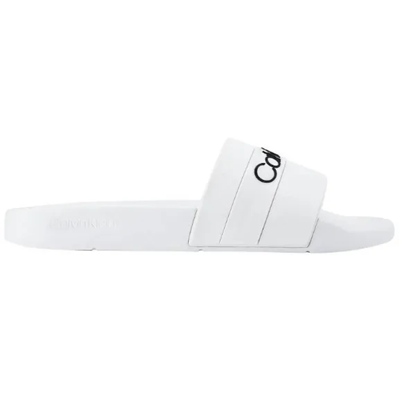 Calvin Klein Mens Adult Casual Pool Slides Logo White Color Sandals Size 12M