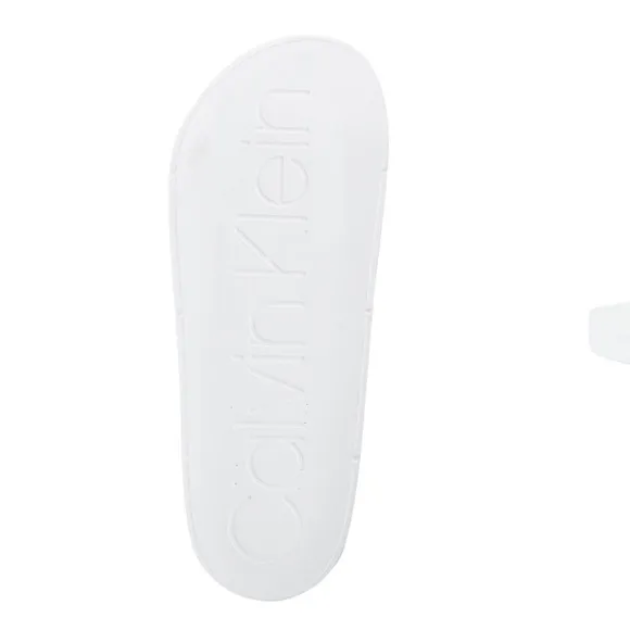 Calvin Klein Mens Adult Casual Pool Slides Logo White Color Sandals Size 12M