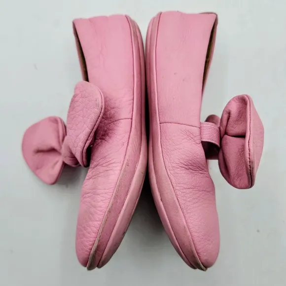Camper Right Pink Leather Mary Jane Ballerina With Bow Accent Size 11