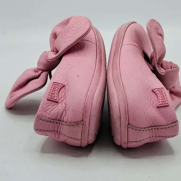 Camper Right Pink Leather Mary Jane Ballerina With Bow Accent Size 11