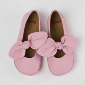 Camper Right Pink Leather Mary Jane Ballerina With Bow Accent Size 11