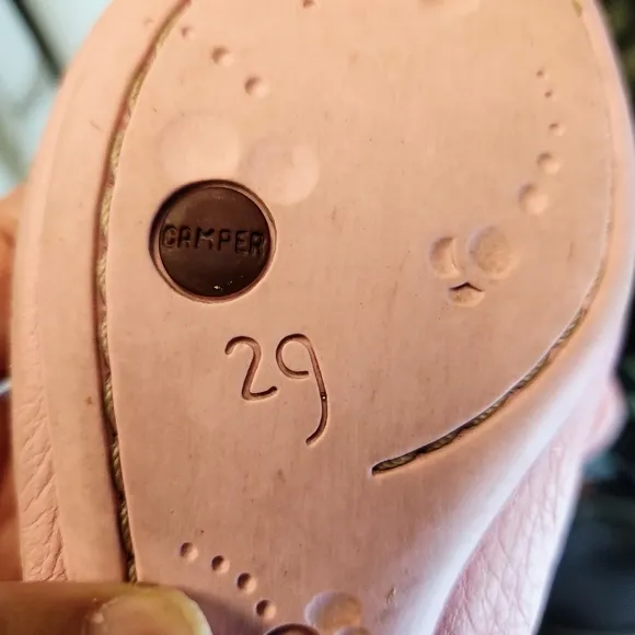 Camper Right Pink Leather Mary Jane Ballerina With Bow Accent Size 11