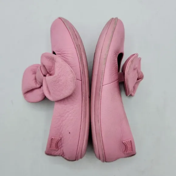 Camper Right Pink Leather Mary Jane Ballerina With Bow Accent Size 11