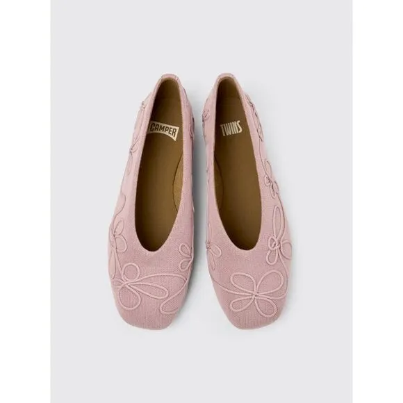 Camper Twins K201672002 Embroidered Flats Women Pink Ballet &amp; Dance
