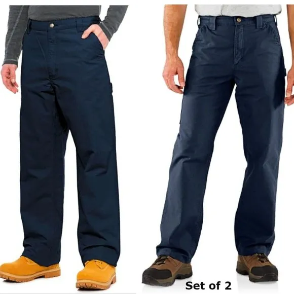 Carhartt Men's Loose Original Fit Canvas Work Dungaree Pants Navy 32X32 Set Of 2