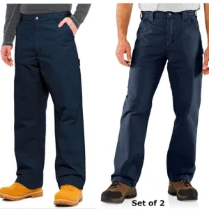 Carhartt Men's Loose Original Fit Canvas Work Dungaree Pants Navy 32X32 Set Of 2