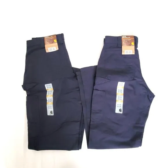 Carhartt Men's Loose Original Fit Canvas Work Dungaree Pants Navy 32X32 Set Of 2