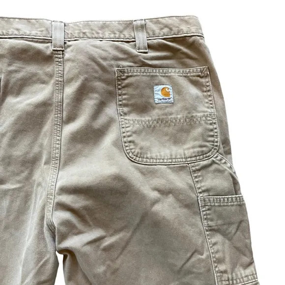 Carhartt Washed Twill Dungaree Carpenter Cargo Baggy Pants Dark Khaki Sz 42X32