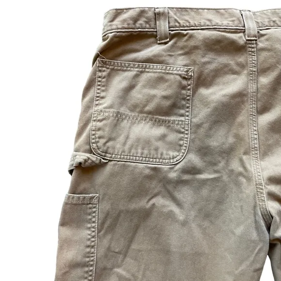 Carhartt Washed Twill Dungaree Carpenter Cargo Baggy Pants Dark Khaki Sz 42X32