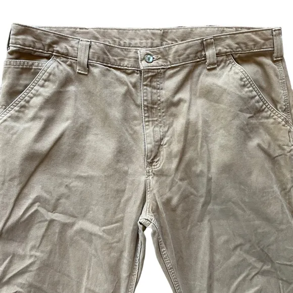 Carhartt Washed Twill Dungaree Carpenter Cargo Baggy Pants Dark Khaki Sz 42X32