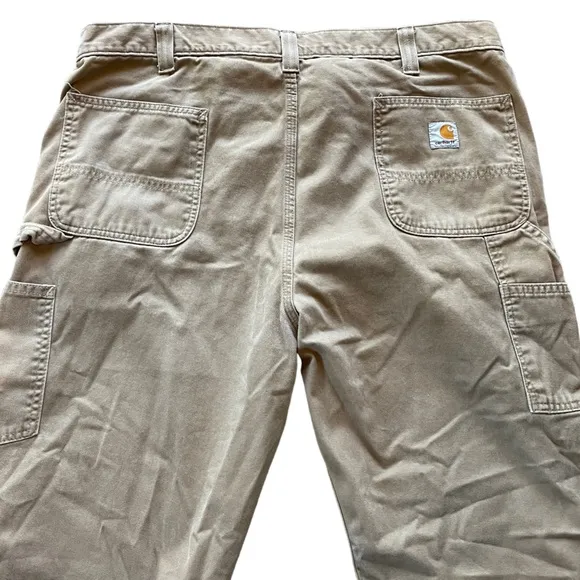 Carhartt Washed Twill Dungaree Carpenter Cargo Baggy Pants Dark Khaki Sz 42X32