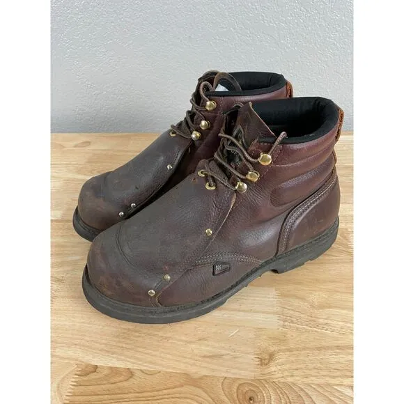 Carolina Men's Size 9.5 D Brown Int Hi Met Guard Steel Toe Heavy Duty Work Boots