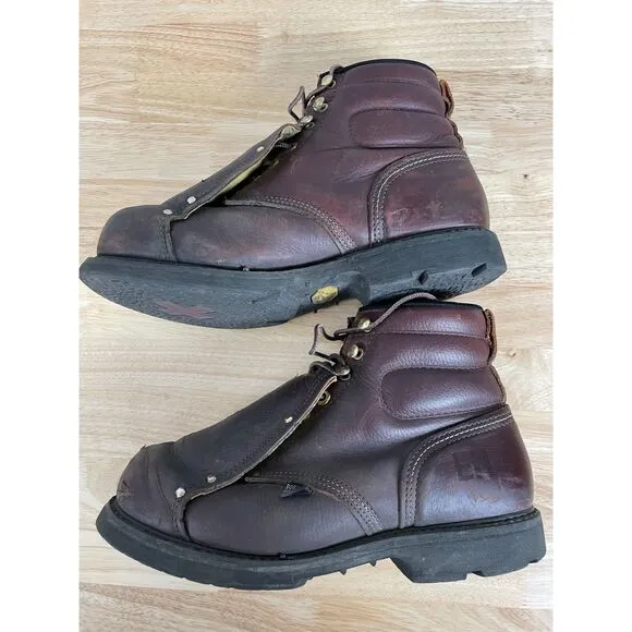 Carolina Men's Size 9.5 D Brown Int Hi Met Guard Steel Toe Heavy Duty Work Boots