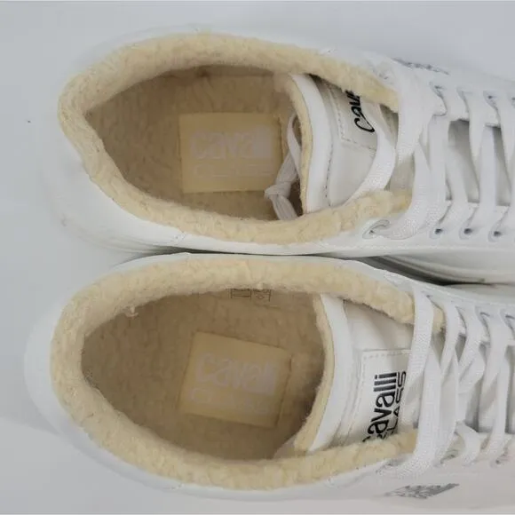 Cavalli Class White Fleece Lined Lace Up Sneakers 9