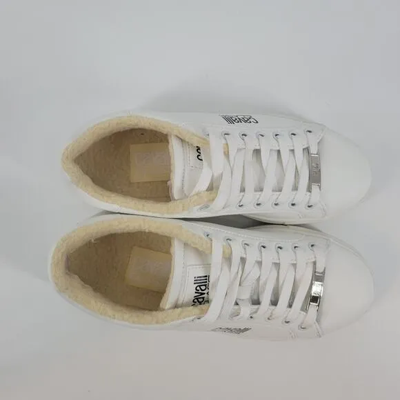 Cavalli Class White Fleece Lined Lace Up Sneakers 9