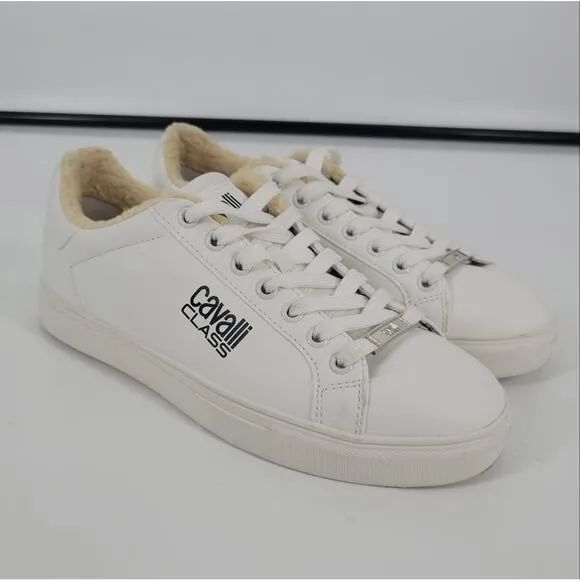 Cavalli Class White Fleece Lined Lace Up Sneakers 9