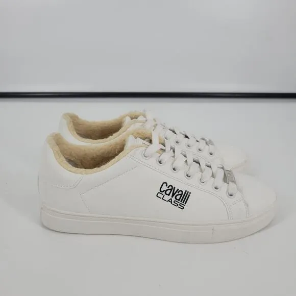 Cavalli Class White Fleece Lined Lace Up Sneakers 9