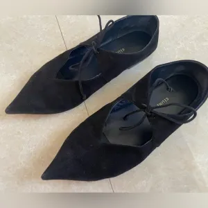 Celine Black Suede Babouche Pointed Toe Ballet Flats