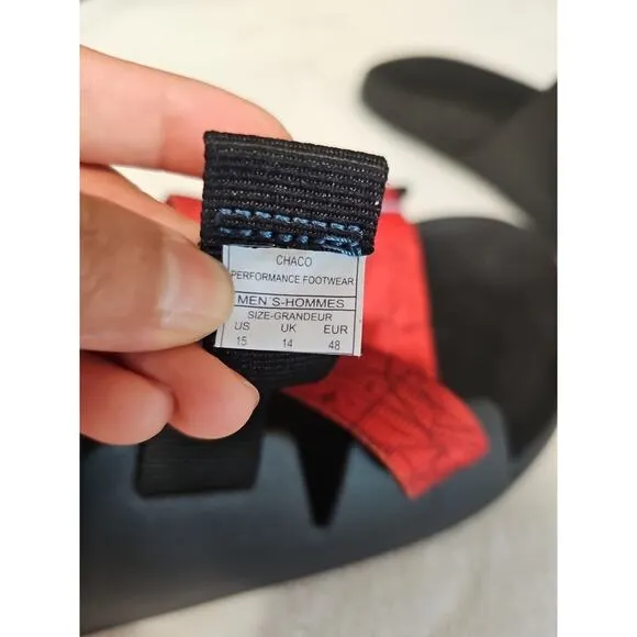 Chaco Men's Chillos Slide Sandals in Red and Black Size 15