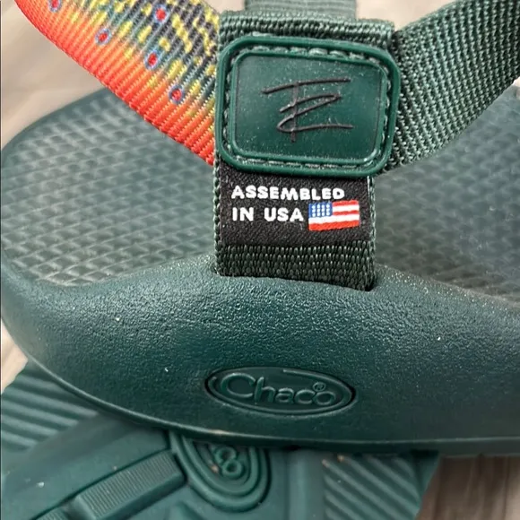 Chaco Pine Green and Orange Sandals