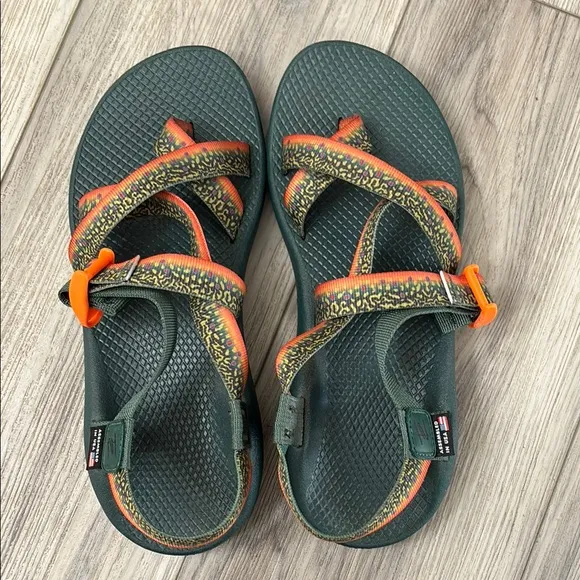 Chaco Pine Green and Orange Sandals