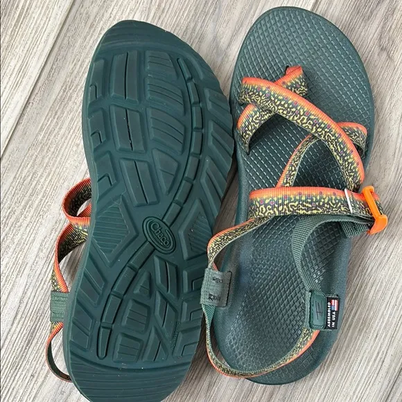Chaco Pine Green and Orange Sandals