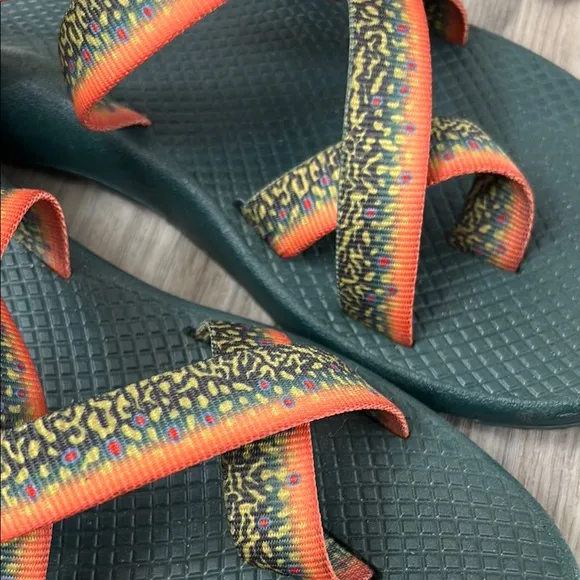 Chaco Pine Green and Orange Sandals