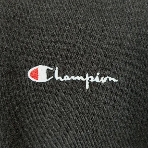 Champion 80's Vintage Logo Embroidered Pullover Crewneck Sweatshirt Black XL