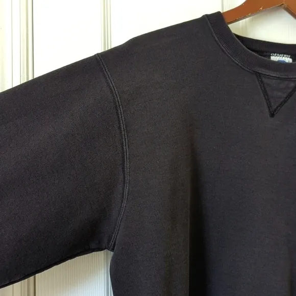 Champion 80's Vintage Logo Embroidered Pullover Crewneck Sweatshirt Black XL