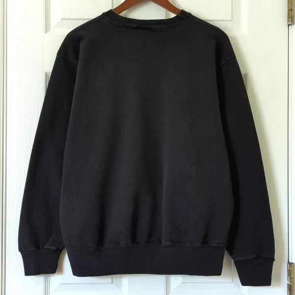 Champion 80's Vintage Logo Embroidered Pullover Crewneck Sweatshirt Black XL