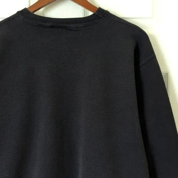 Champion 80's Vintage Logo Embroidered Pullover Crewneck Sweatshirt Black XL