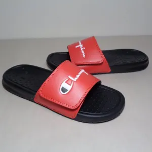 Champion Size 5 M LOGO SLIDE Red Black Sandals New Boys Kids Shoes