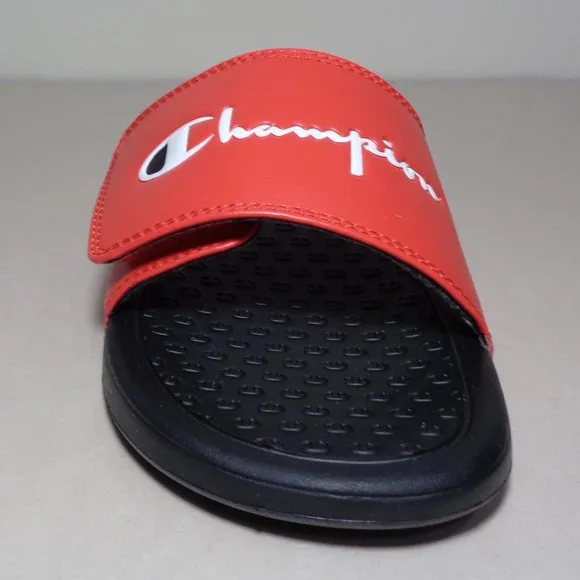 Champion Size 5 M LOGO SLIDE Red Black Sandals New Boys Kids Shoes