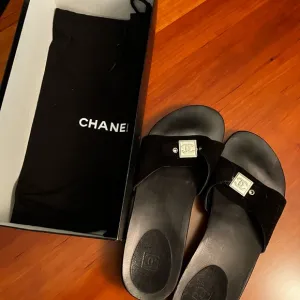 Chanel Black Slide Sandals
