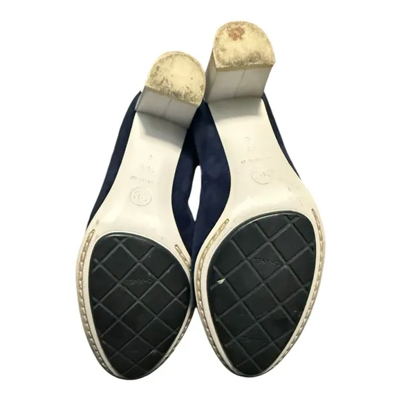 Chanel Blue and White Pumps with Classic Silhouette