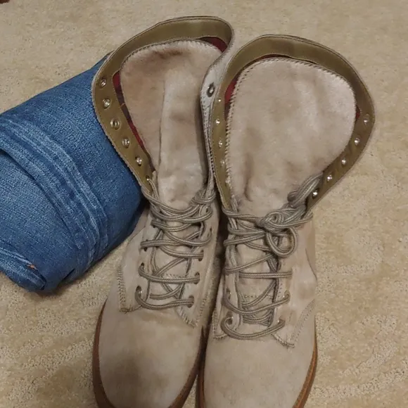 CHANEL Boots Pony Hyde Lace up Combat