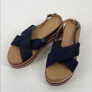 Chic Navy Platform Sandals by Anthropologie