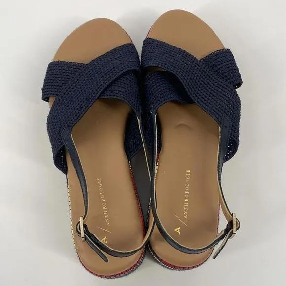 Chic Navy Platform Sandals by Anthropologie