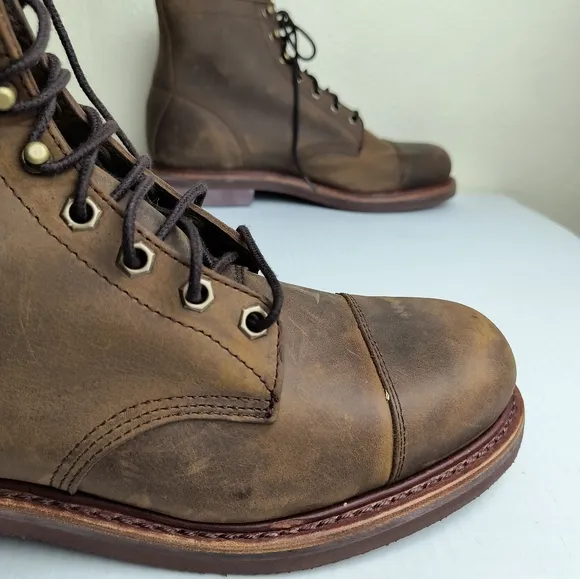 Chippewa Brown Leather Lace-Up Boots Men's Size 10.5W