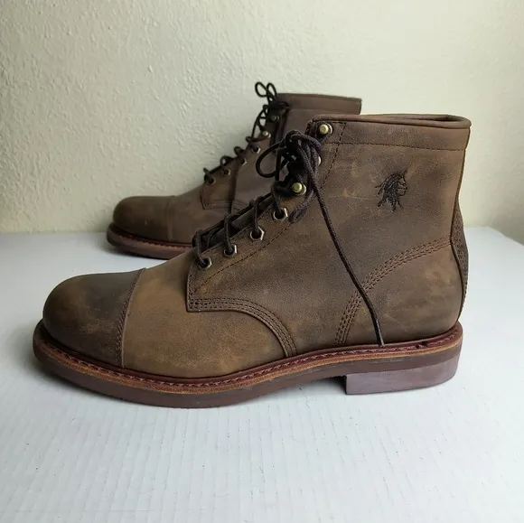 Chippewa Brown Leather Lace-Up Boots Men's Size 10.5W