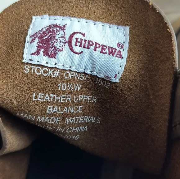Chippewa Brown Leather Lace-Up Boots Men's Size 10.5W