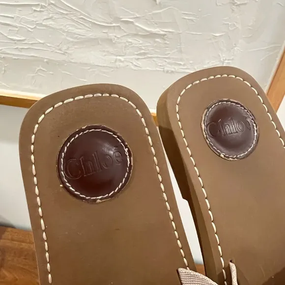 Chloé Beige Woody slide sandals - 37