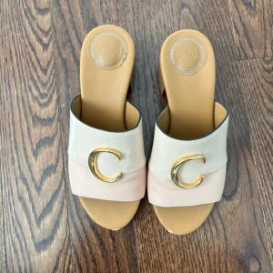 Chloe slide sandals mules size 38.5 cream and pink.
