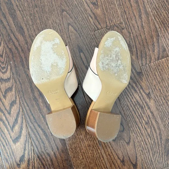 Chloe slide sandals mules size 38.5 cream and pink.